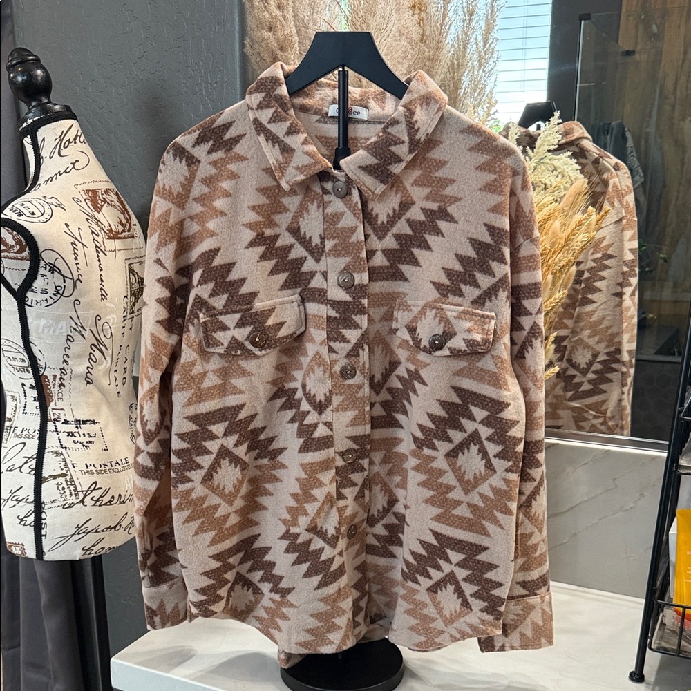 GeeGee women’s Aztec Pattern Jacket - Brown - Picture 2 of 9